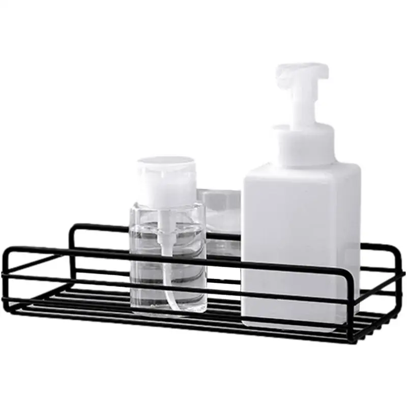 

Shower Caddy Shelf Organizer Self Adhesive Black Bathroom Decor Basket Shelves No Drilling Rustproof Wall Mounted Storage
