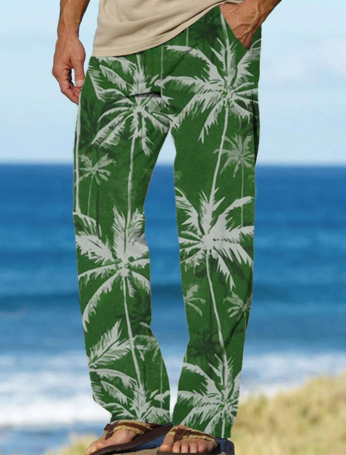 2023 New Autumn and Summer Fashion Comfortable Beach Men's Casual Hawaii Pants Elastic Waist Trousers Oversized Sweatpants Male