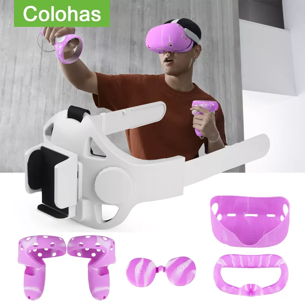 

NEW2023 for Oculus Quest 2 Strap VR Accessories Adjustable for Oculus Quest 2 Strap Handle Grip Covers For Quest 2 Elite Strap