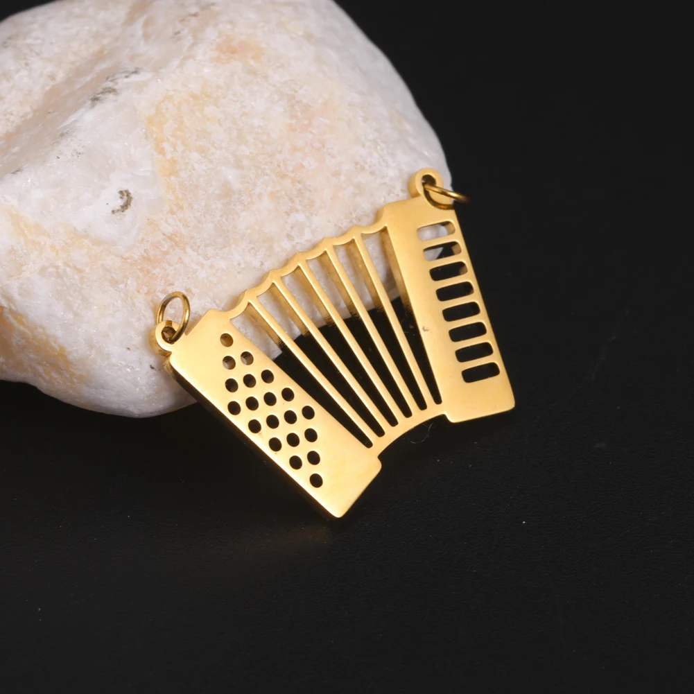 5pcs/Lot 27.8x19mm Stainless Steel Jewelry Charms Musical Instrument Organ Pendants For Necklace Earrings Diy Making Accessories