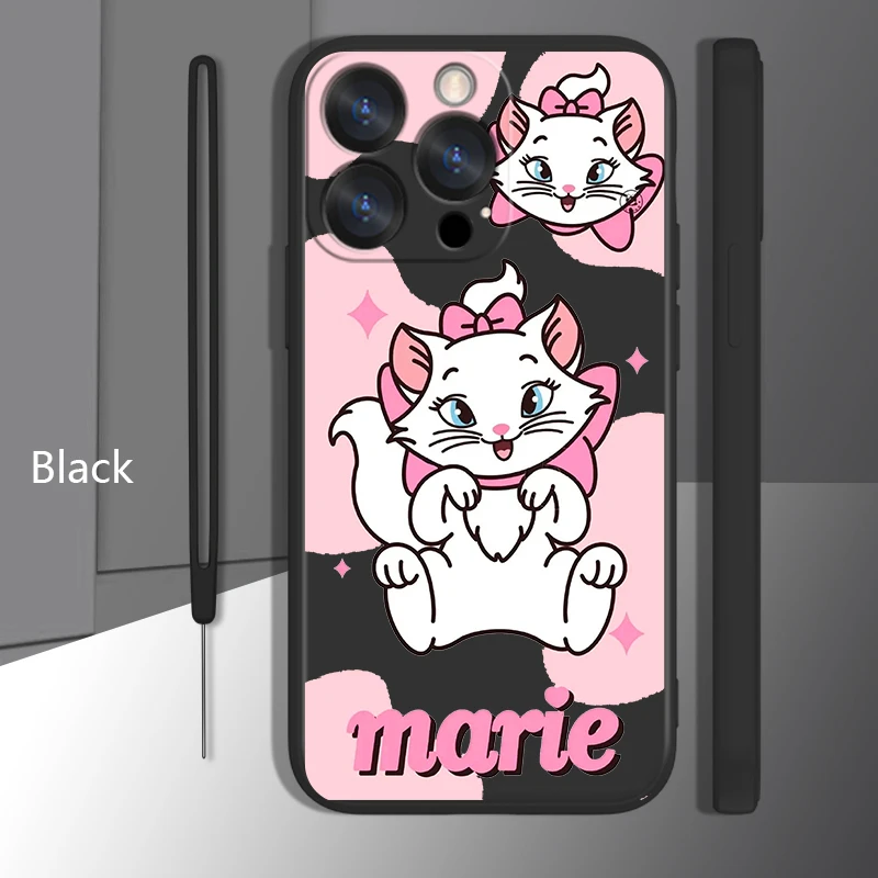 

Cute Disney Marie Cat Case For Apple iPhone 14 13 12 Mini 11 Pro XS MAX XR X 8 7 SE Plus Liquid Rope Phone Cover Core Coque Capa