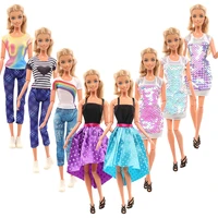barwa handmade new styel 8 pieces doll clothes3 sequin skirts3 top pants 2 dresses for barbie 11 5inch girl doll