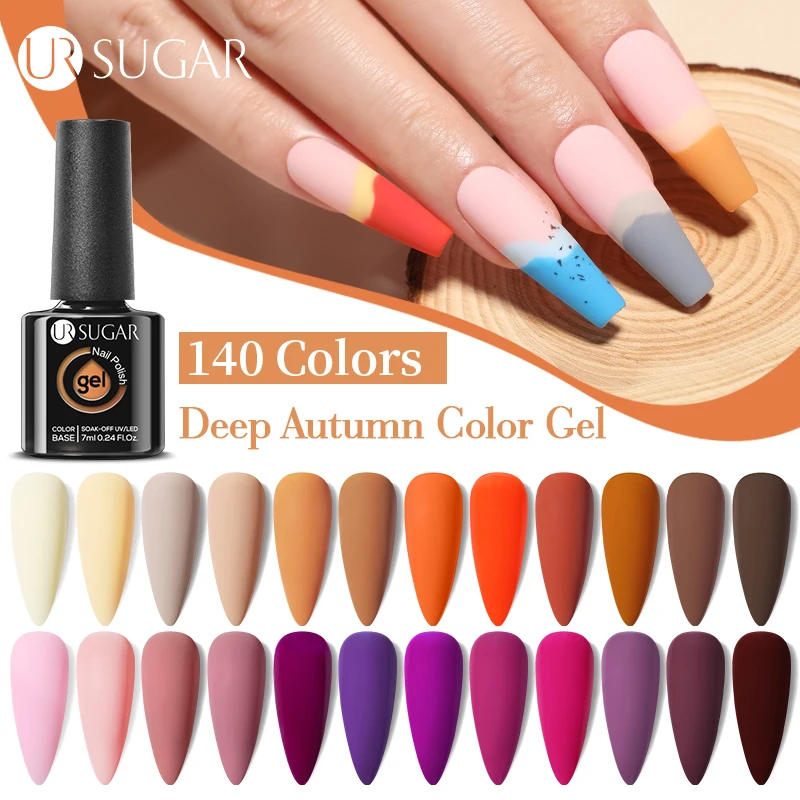 

UR SUGAR 7ml Matte Pumpkin Yellow Color Nail Gel Polish Deep Autumn Glass Bottle Semi Permanent Soak Off UV LED Gel Manicure