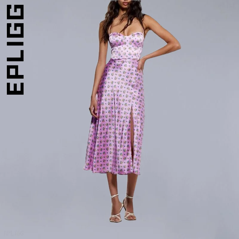 Epligg Новое Женское платье с разрезом спереди и открытой спиной шикарное женское