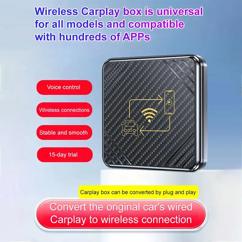 Автомобильный беспроводной адаптер для подключения CarPlay проводной к