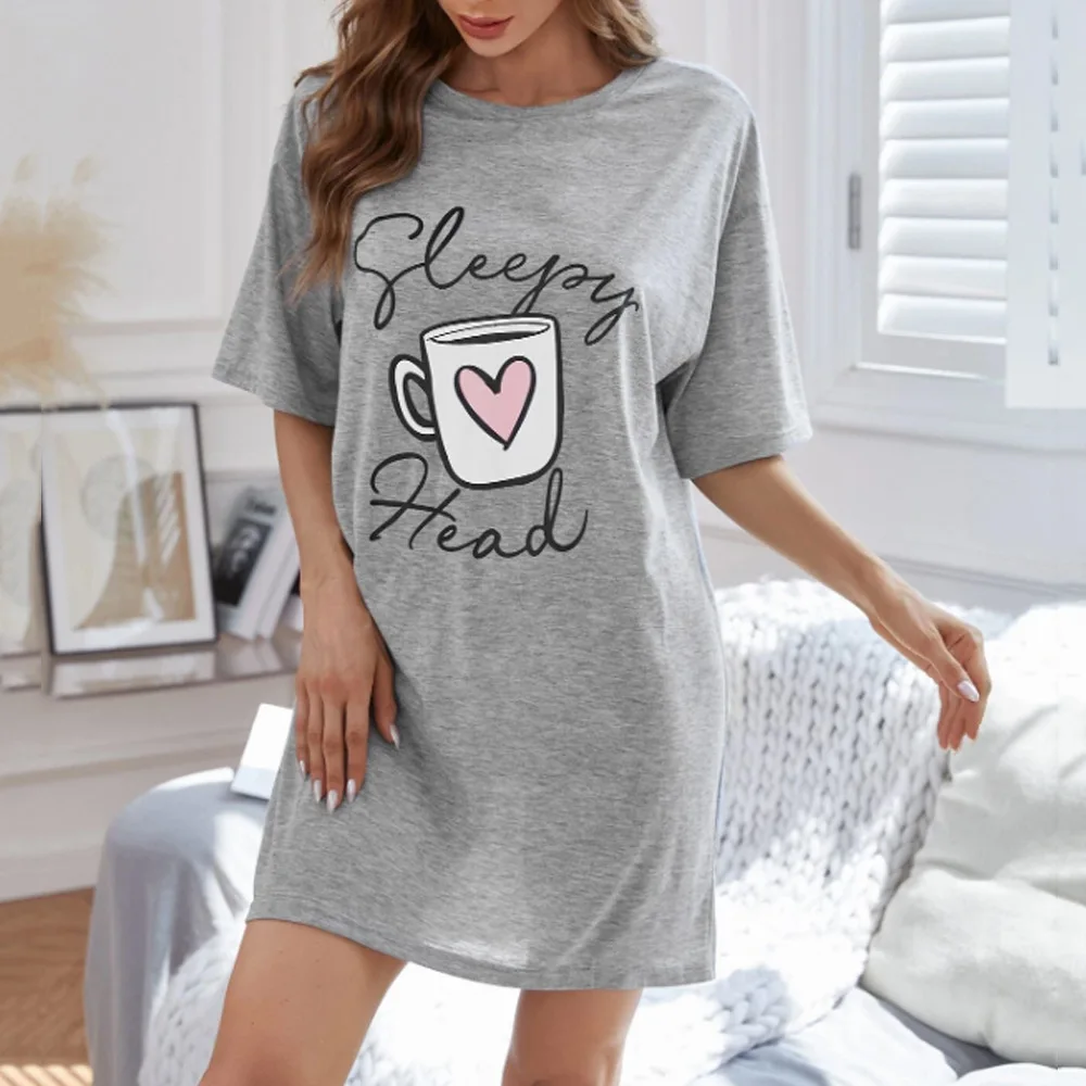 

Summer Woman Cotton Nightgown Plus Size Women Nightdress Short Sleeve Polka Dot Print Nightgowns Sweet Casual Sleepwear Sleepdre