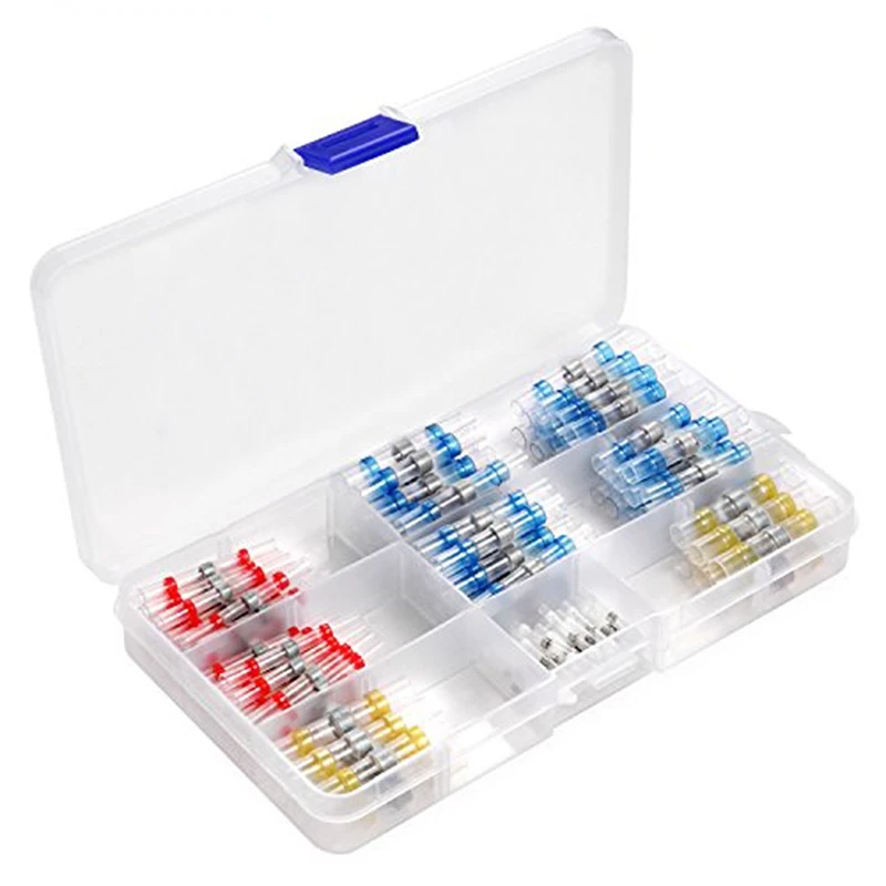 

100pcs/50pcs Heat Shrink Connect Terminals Wire Insulated Butt Connectors Waterproof Solder Sleeve Tube Crimp Terminals with Box