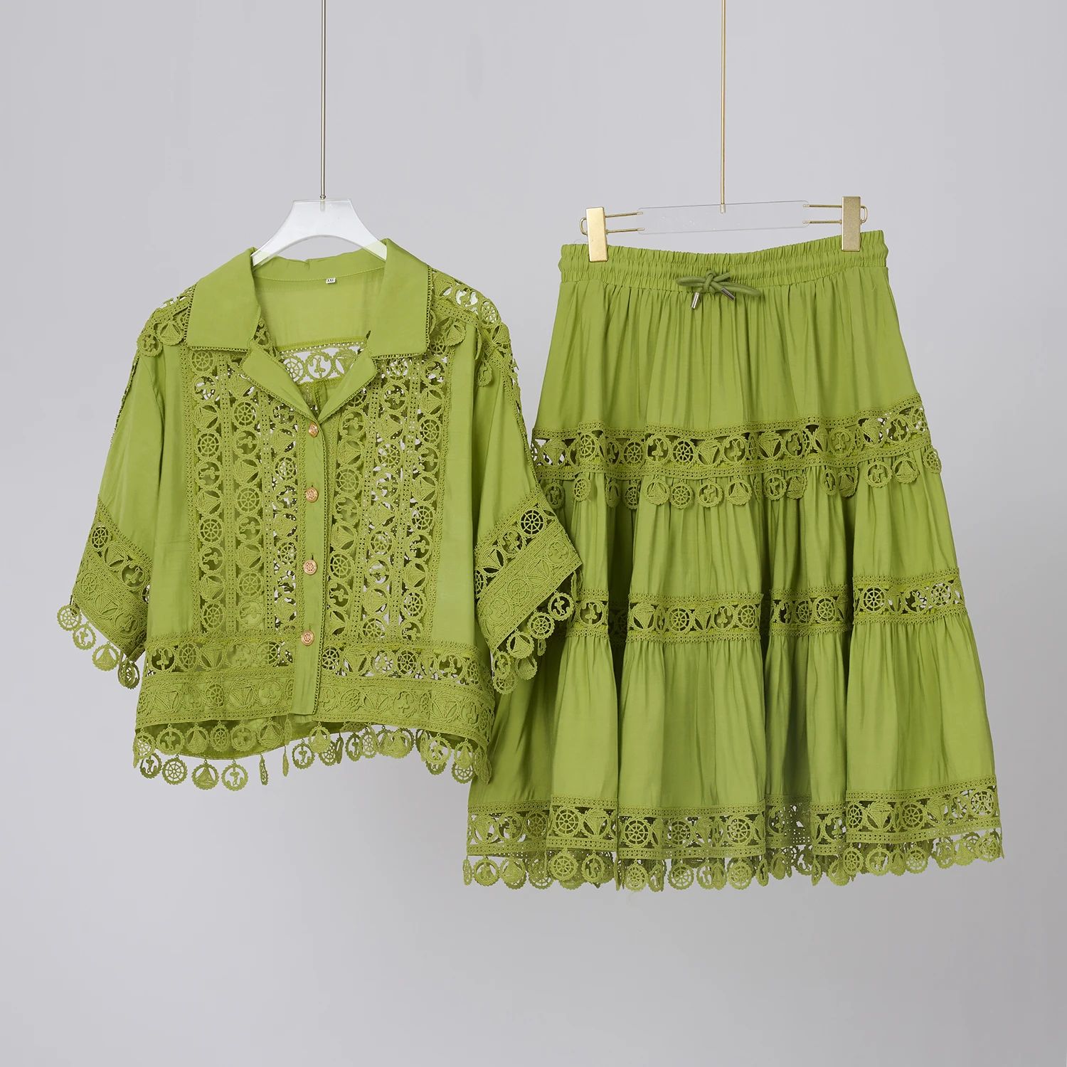 Комплект из 2 предметов с вышивкой женские свободные рубашки вырезами топы + юбки
