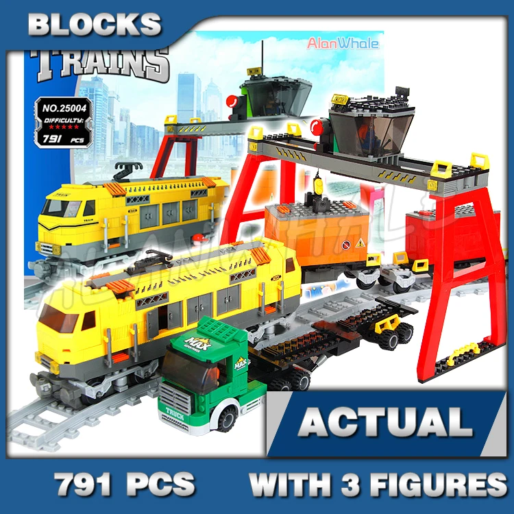 

791pcs City Trains Cargo Container Truck Crane Tank Wagon Auto Carrier 25004 Building Blocks Sets Compatible With Model