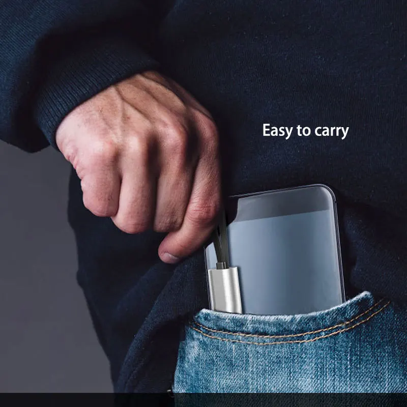 Короткий зарядный Usb-кабель все в одном для Huawei Samsung Oppo Vivo Xiaomi скрытый портативный