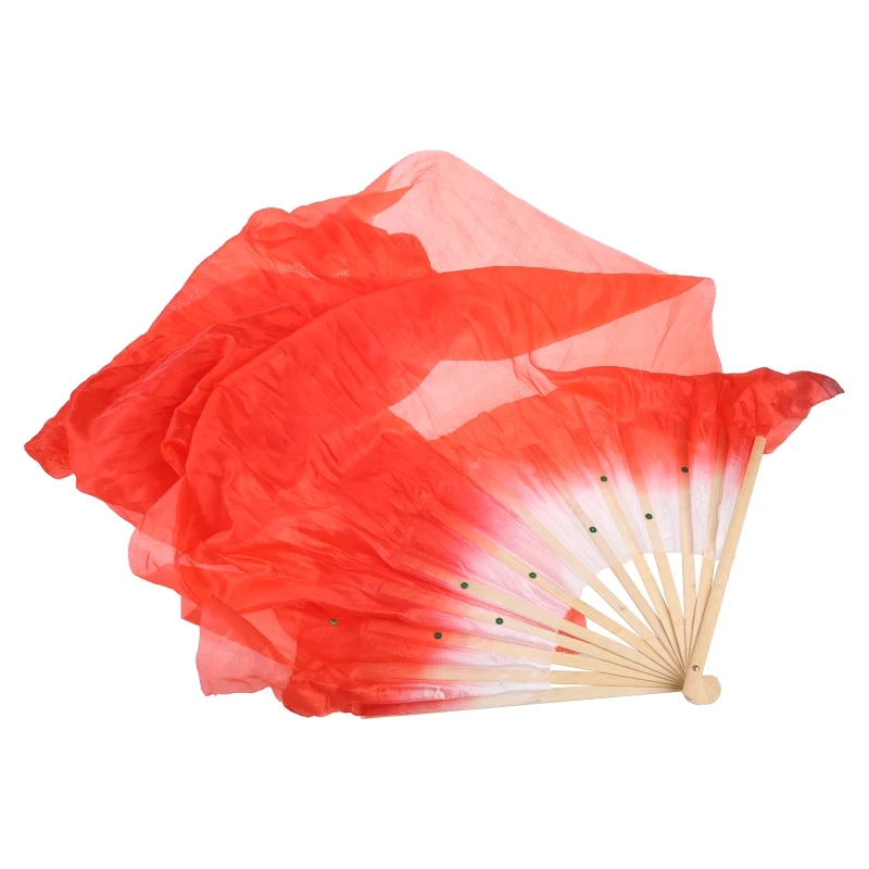 

Colorful Belly Dance Bamboo Long Cloth Fans Veils 4 Colors Hand Made Cloth Fan