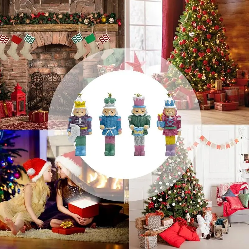 Набор деревянных украшений для рождественской елки портативный 4-х предметный