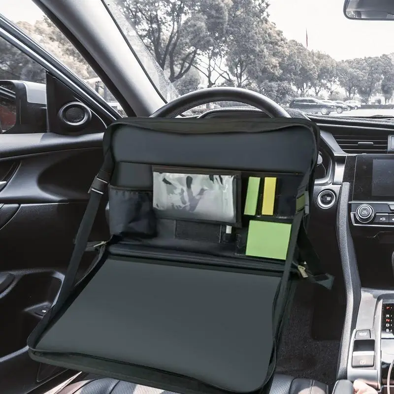 

Car Steering Wheel Table Back Seats Laptop Desk Auto Steering Wheel Tray For Work Multifunction Vehicle Back Seat Organizer