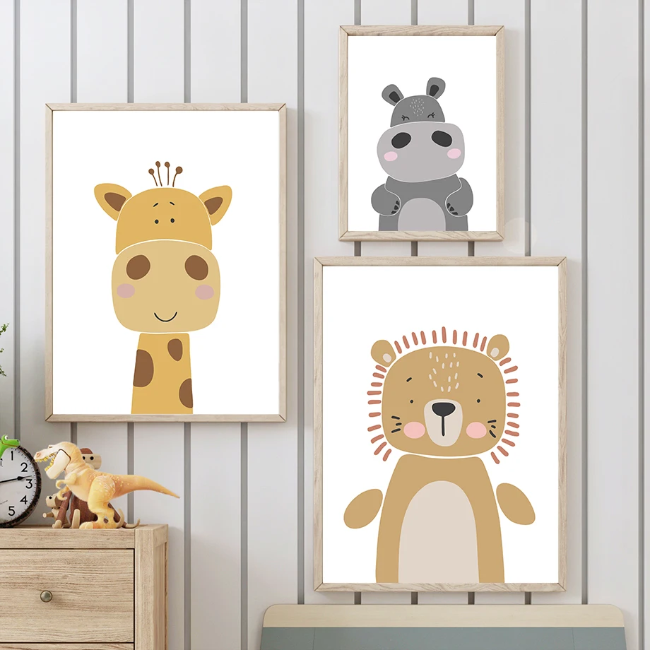 Настенная картина с изображением джунглей животных Лев лиса кролик Жираф на