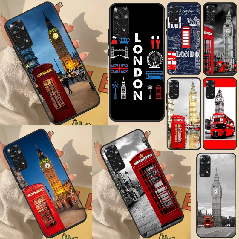 London Bus England Big Ben For Redmi 9 10 10C 9A 9C K50 K40 Gaming Phone Case For Redmi Note 11 10 9 8 Pro 9S 10S 11S