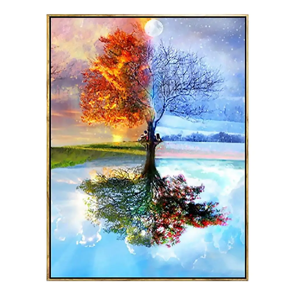 

4 Seasons Tree Diamond Painting Home Living Room Bedroom Wall Crystal Embroidery Cross-stitch Full Diamond