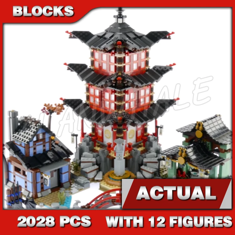 

2028pcs Shinobi Temple of Airjitzu Village Blacksmith Workshop Smugglers Market 10427 Building Block Sets Compatible With Model