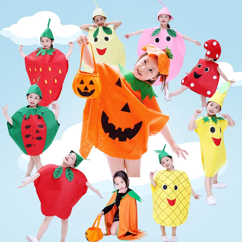 

Child Girls Boy Party Clothing Cute Strawberry Pumpkin Peach Banana Pear Pineapple Costume Suit for Christmas Halloween Holiday
