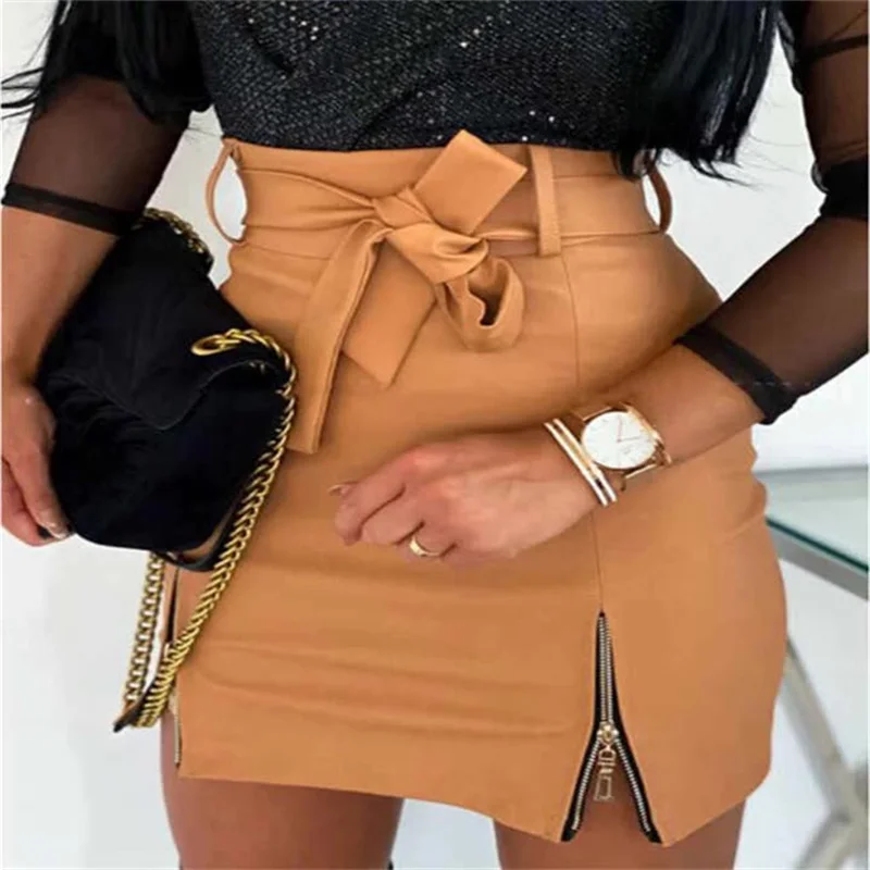 

Pure Color Bowknot Zipper Skirt Autumn Winter 2022 New Fashion High Waist A-line Sexy Wrap Skirt RYXBSQ167