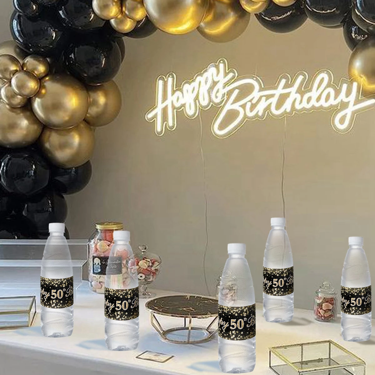Черное Золото Наклейка На Бутылку День Рождения Для 18 21 30 40 50 60 Лет Украшения