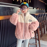 girls kids coat jacket overcoat 2022 pink warm thicken plus velvet winter teenager school high quality childrens clothing