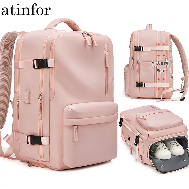 

30x20x46CM Pink Backpack Women Travel Dry Wet Separation Trip Bag Large Capacity Casual Student School Daypack With Shoe Pocket