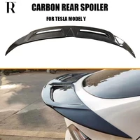 cmst style carbon fiber rear trunk lip wing spoiler for tesla model y body kit 2019up