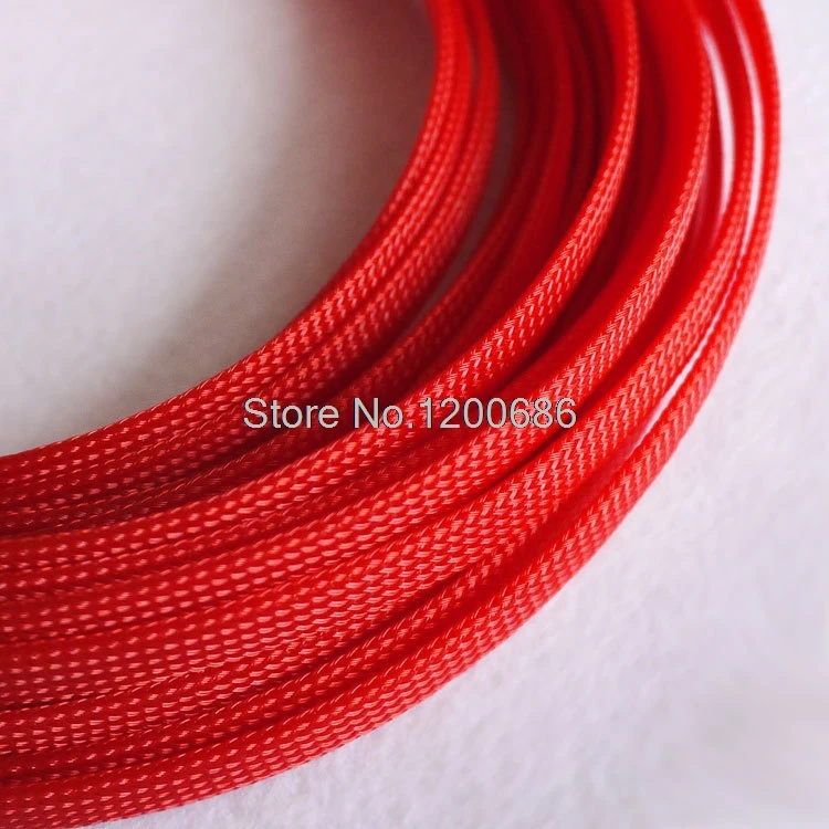 

10M Cable Sleeve Red Wire Protection Dia 8mm Nylon Braided Cable Sleeve