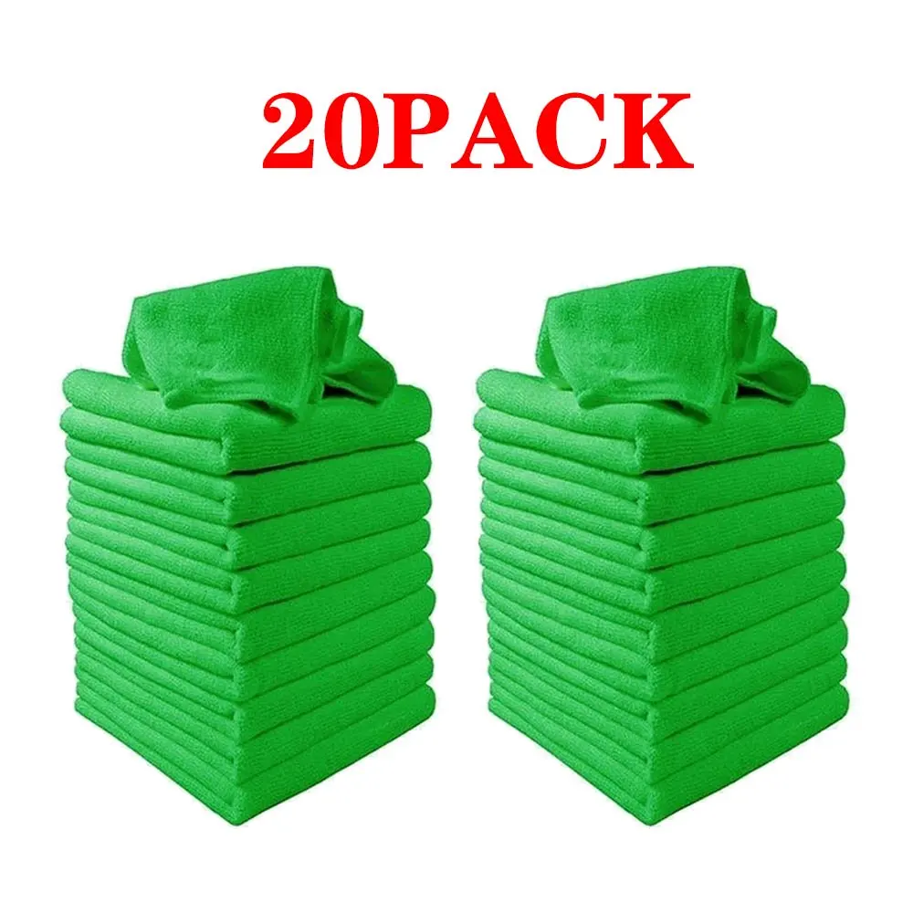 20PACK Microfiber Cleaning Drying Towels for Cars - Softer and More Absorbent - (Green)