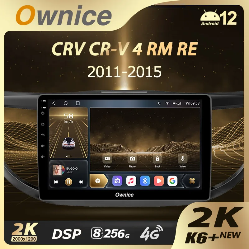 Фото Ownice K6+ 2K для Honda CRV CR-V 4 RM RE 2011-2015 Ownice Android 10 Автомобильный радиоприемник GPS 2din 4G LTE 5G Wi-Fi Авторадио 360 SPDIF №1
