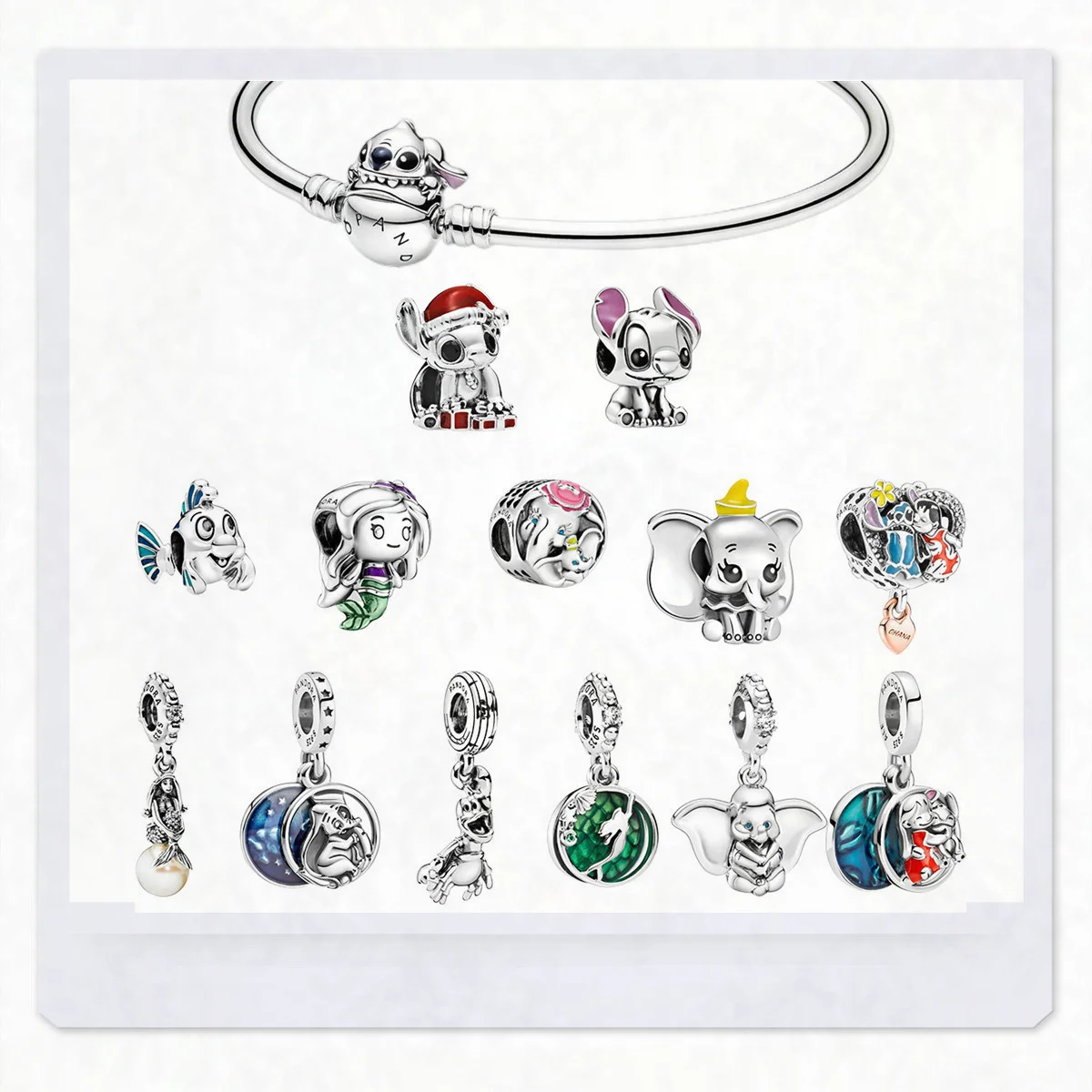 

Disney Cinderella Series Free Shipping New Arrival Kawaii Dumbo Stitch Original for Pandora Charms Jewelry Bracelet Beads Gift