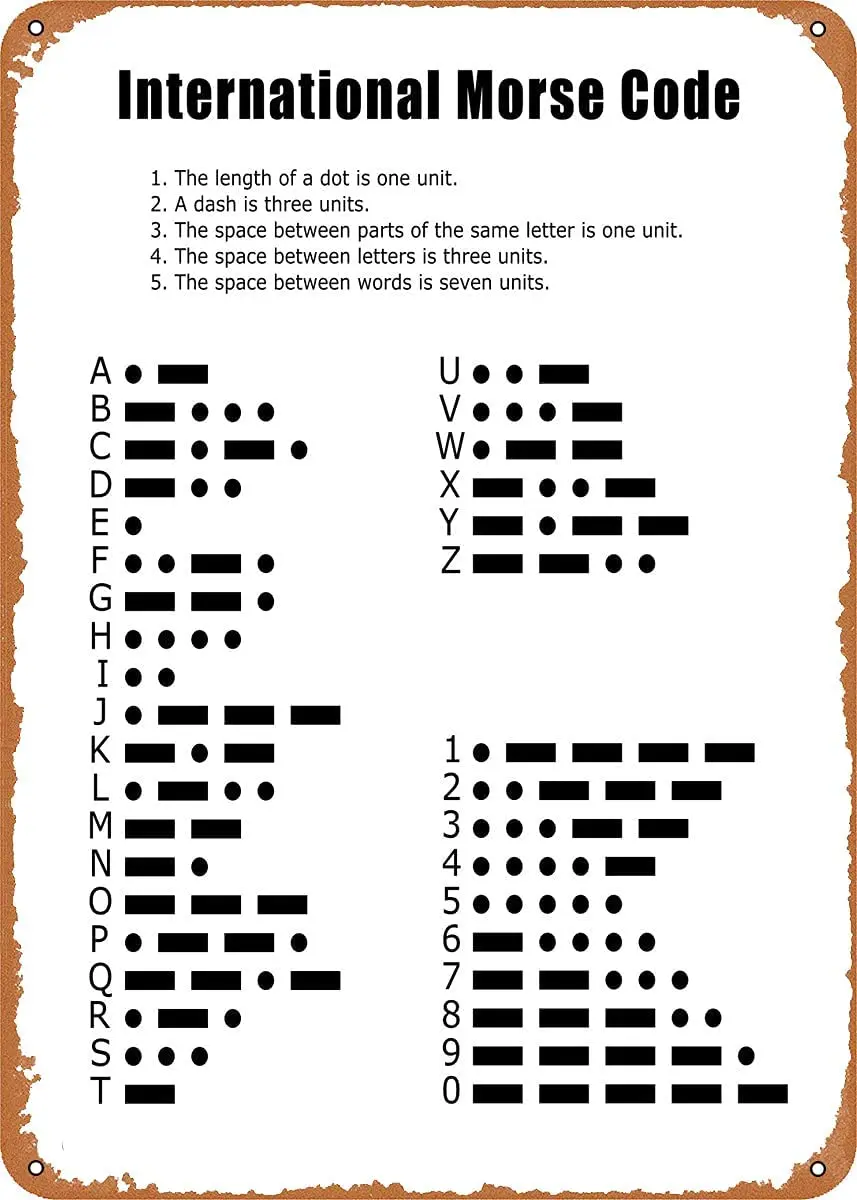 

International Morse Code Metal Tin Sign Wall Decor Man Cave Military Fan Gift Home Bar Pub Decorative Military Posters 12x8 Inch