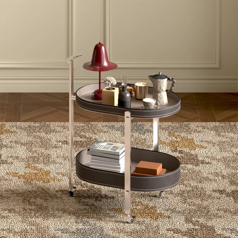 Легкий роскошный седельный кожаный мобильный диван сбоку несколько тележек