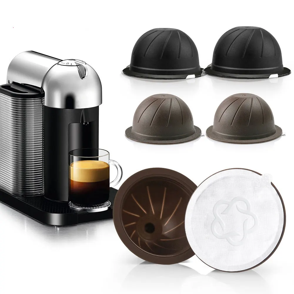 Coffee Capsule Nespresso Vertuo Reusable Coffee Pods K-Cup Espresso Coffee Empty Capsules with Disposable Aluminum Lids