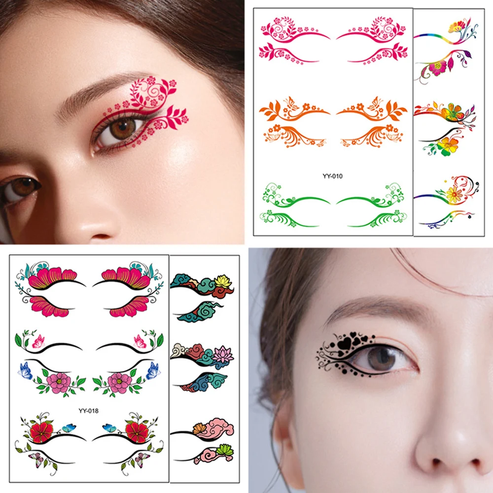 

1pc Temporary Eye Tattoo Stickers DIY Waterproof Flash Disposable Eyeshadow Eyeliner Face Sticker Halloween Makeup Tools
