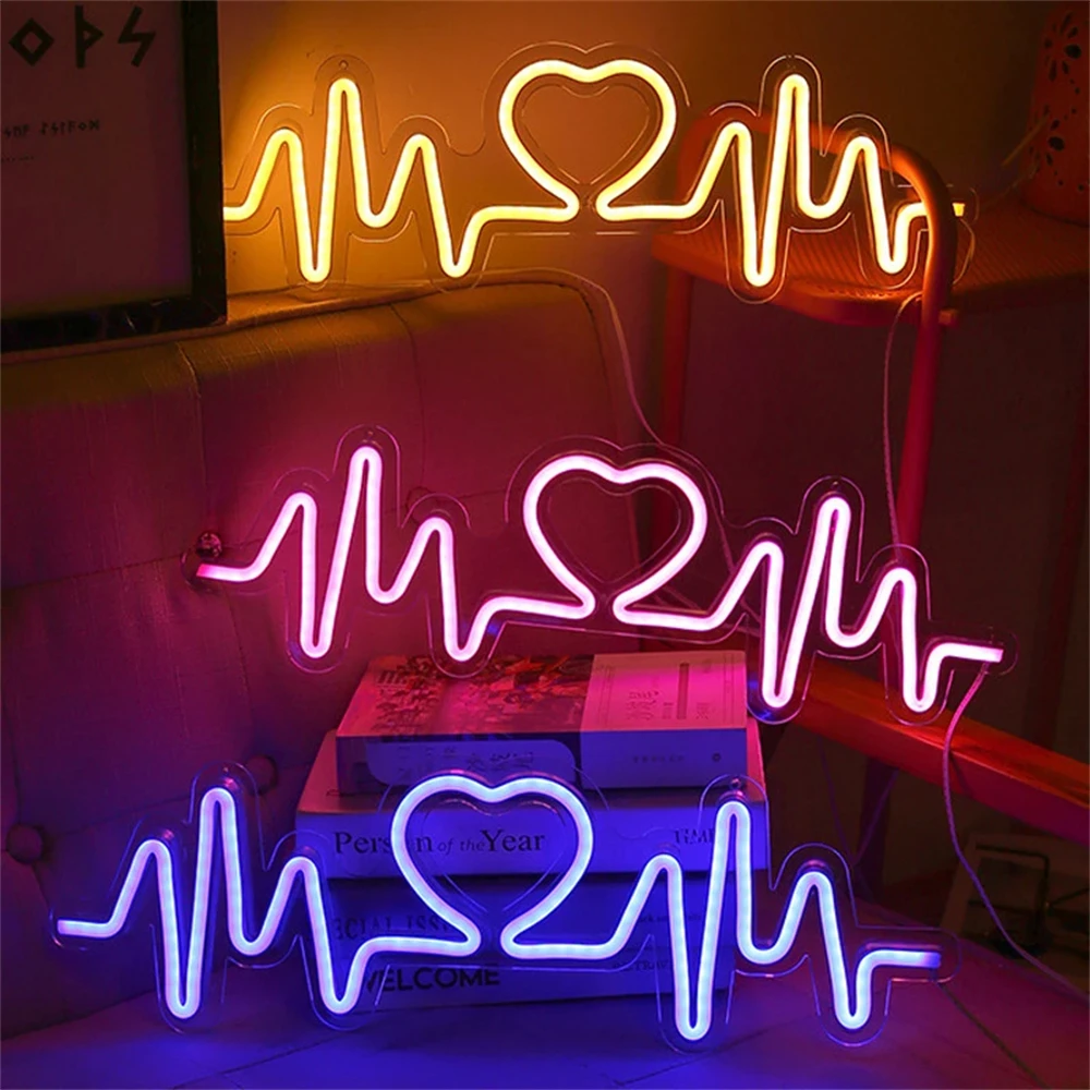 Wanxing неоновый светильник с изображением сердечного ритма светодиодная лампа