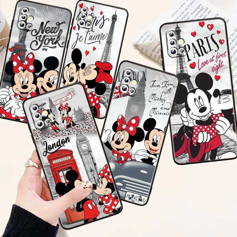 

Mickey Minnie French Couple Phone Case For Samsung A73 A72 A71 A54 A53 A52 A51 A42 A33 A32 A24 A23 A22 A21S A13 A04 A03 5G Black