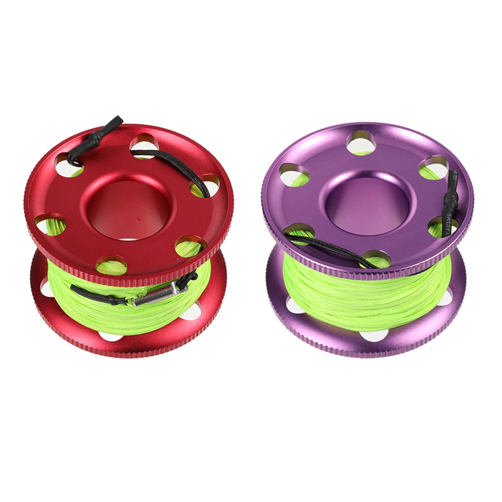 

Reel Professional High Density Rope Lightweight Aluminum Cave Spool with Snap Hook Swimming Accessories Equipment Purple