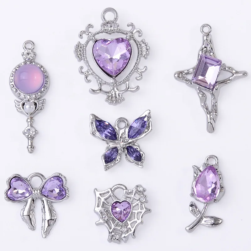 10 шт. фиолетовый тюльпан подвески-бабочка кулон принадлежности для изготовления