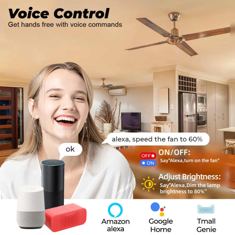 

Ceiling Fan Controller Voice Control Tuya With Alexa Google Home Remote Control Speed Control Switch. Mini For Smart Life App