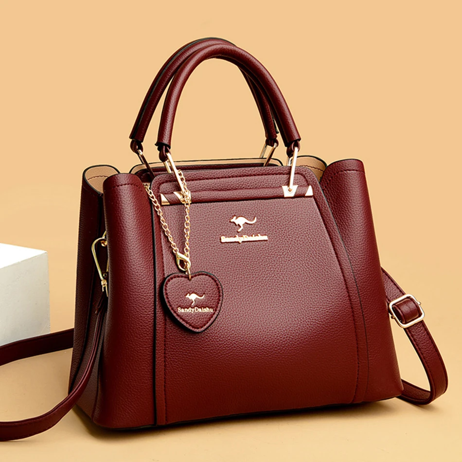 Fashion Trendy 3 Layers Ladies Shoulder Crossbody Bag High Quality Soft Leather Handbag Large Capacity Women's Shopping Tote Bag