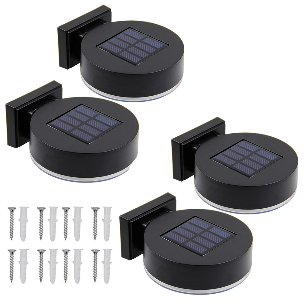 

4pcs LED Solar Fence Light Driveway Garage Yard Wall Mounted Outdoor Waterproof Auto On Off 3 Gears Easy Install Double Color