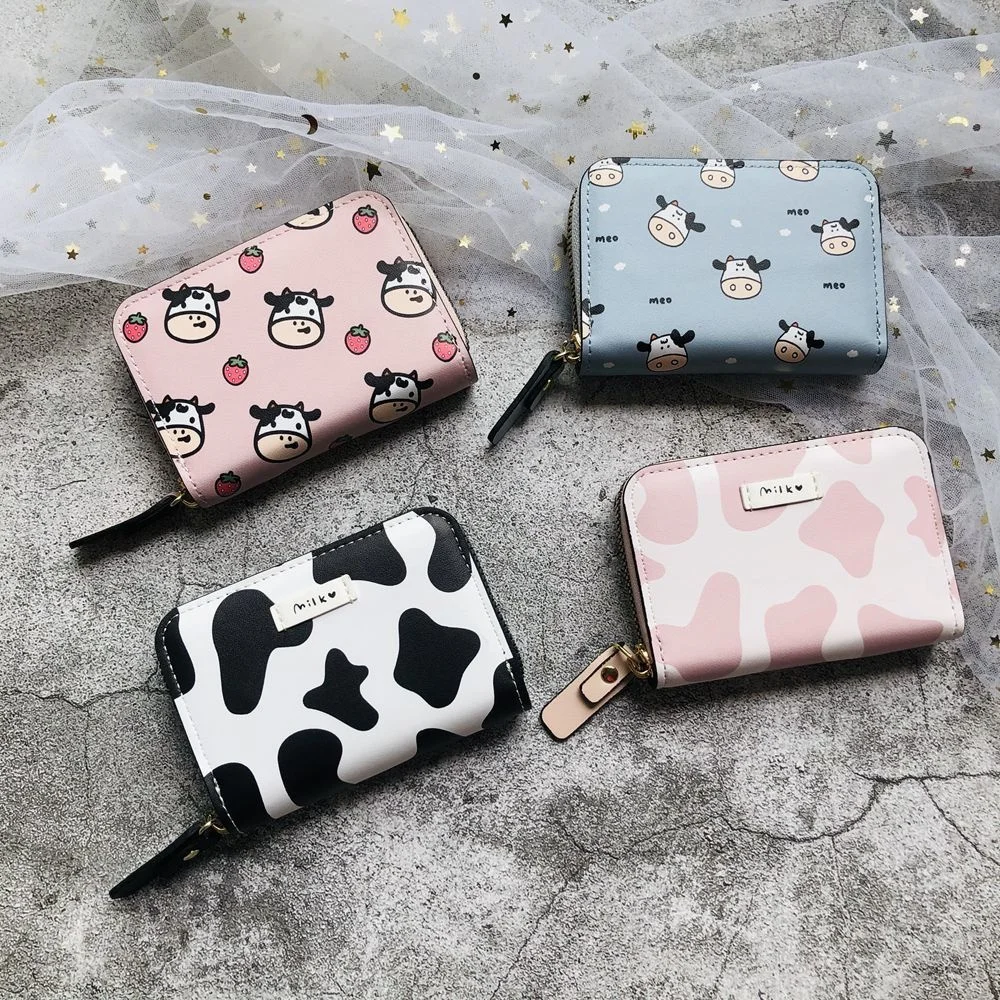 

Mini Short Girl Wallets PU Leather Zipper Credit Card Holder Cute Coin Purse Printing Quality Designed Ladies Purses