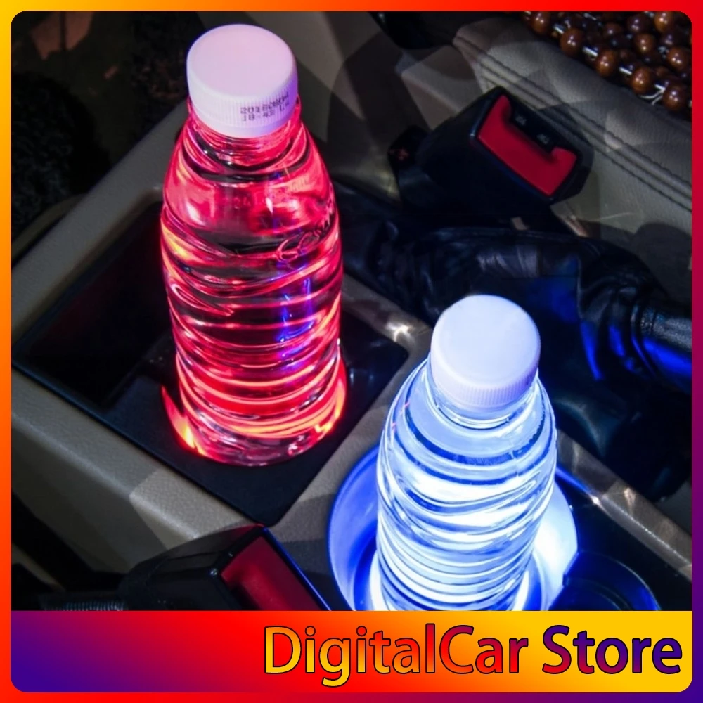

Universal Solar LED Car Cup Holder Mat Anti Slip Waterproof Pad Bottle Drinks Coaster Atmosphere Lamp for Car SUV Truck
