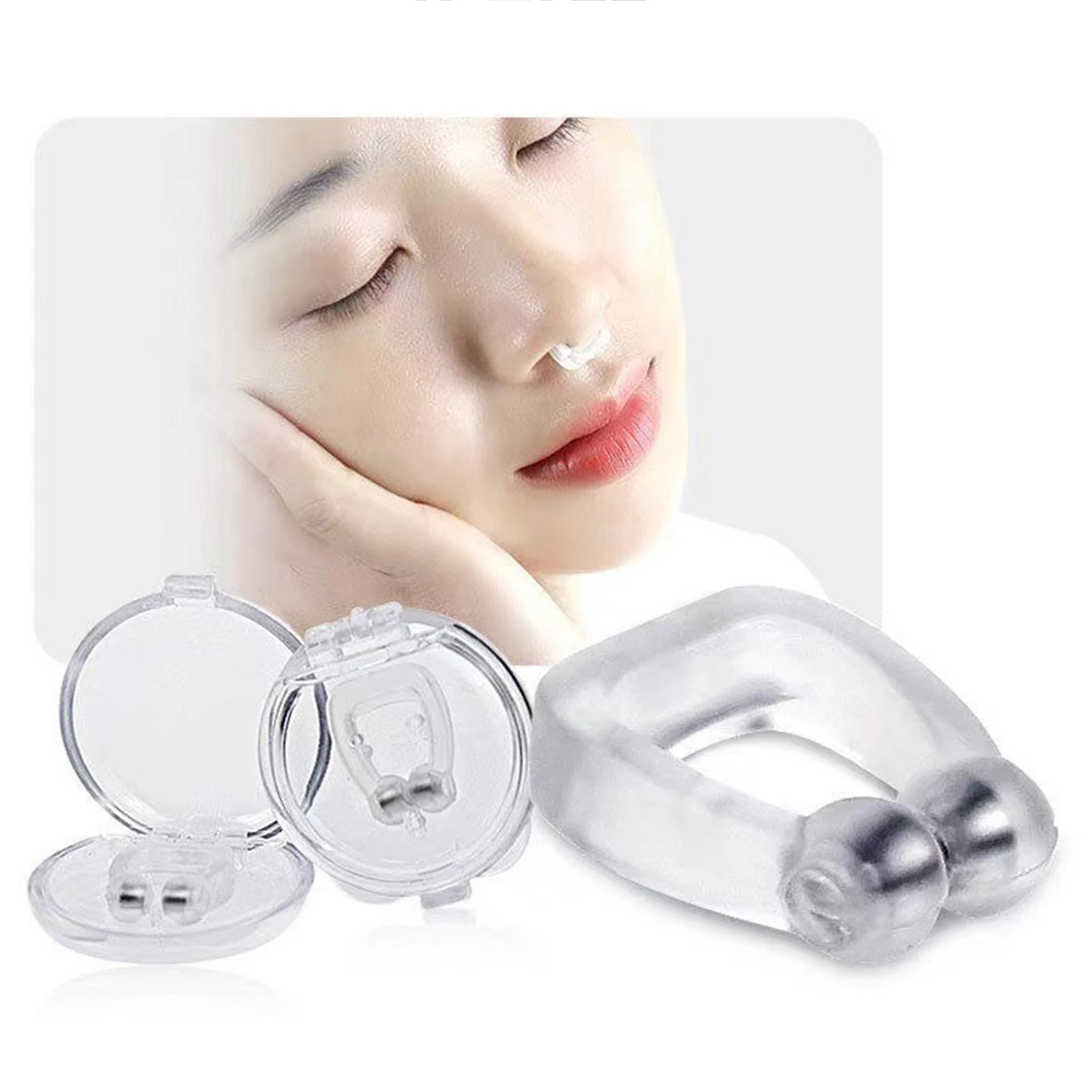 

Магнитное устройство против храпа, 1 шт., силиконовый держатель для носа, приспособление для сна, защита от апноэ, ночное устройство с чехлом