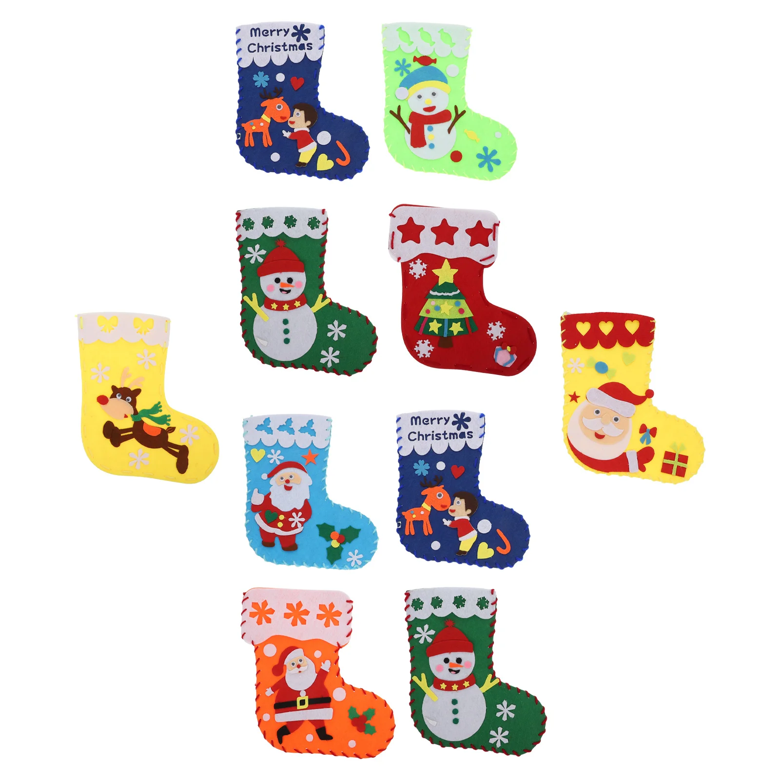 

10 Sets of DIY Storage Stocking Sewing Gifts Bag Hanging Ornament (Mixed Style)