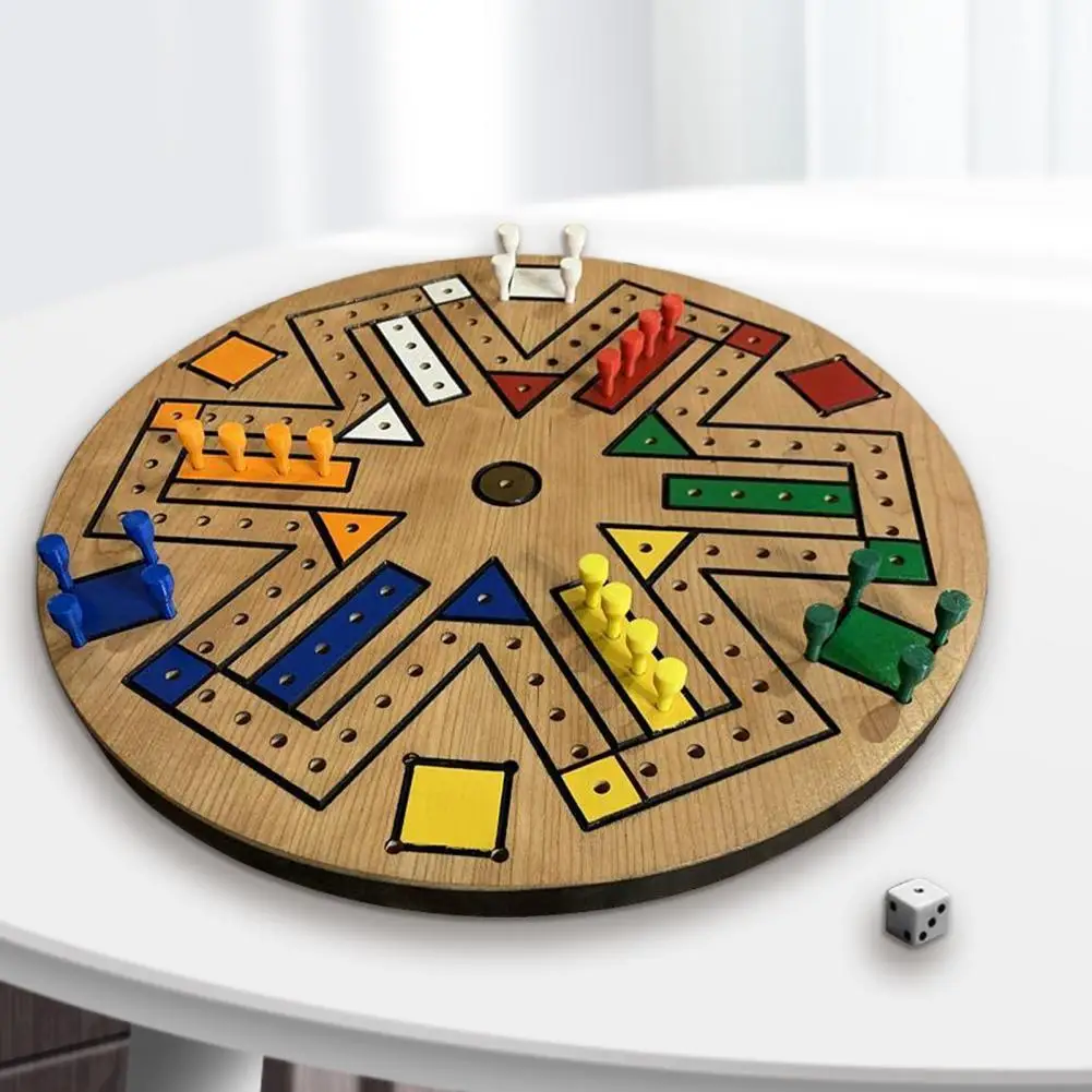 

Flying Chess Game Wooden Fast Track Game Safe Anti-fade Fashion Exercise Hand-on Ability Fast Track Game