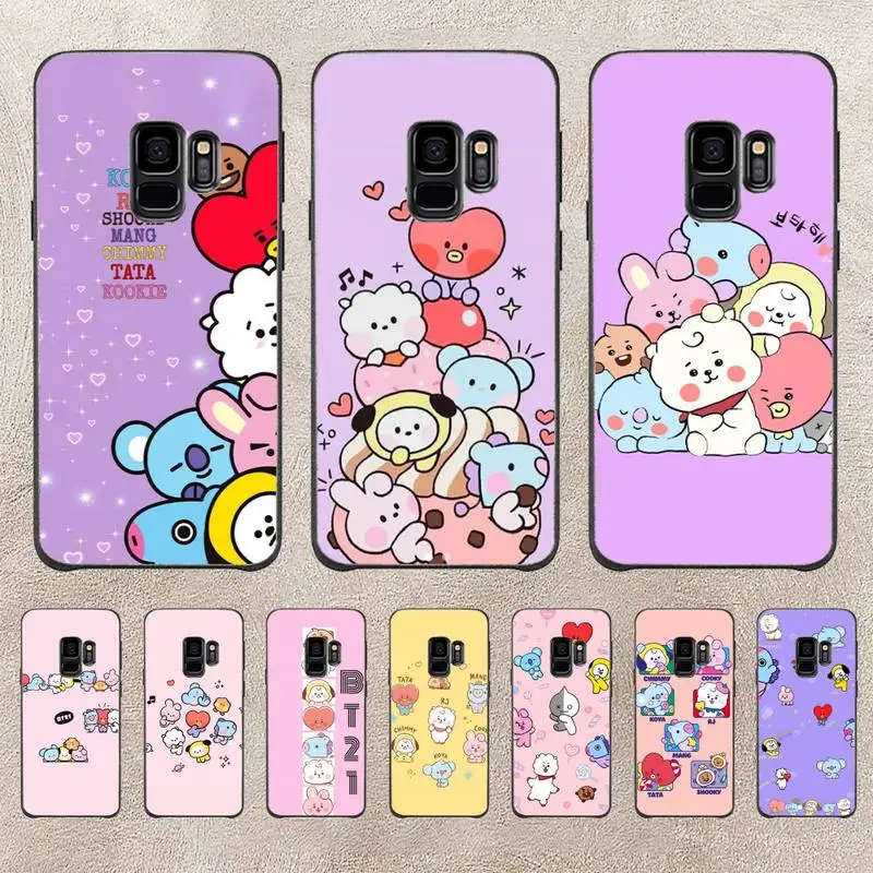 

Cute Kpop Cartoon B-BT21 Phone Case For Samsung Galaxy S6 S7 Edge Plus S9 S20Plus S20ULTRA S10lite S225G S10 Note20ultra Case