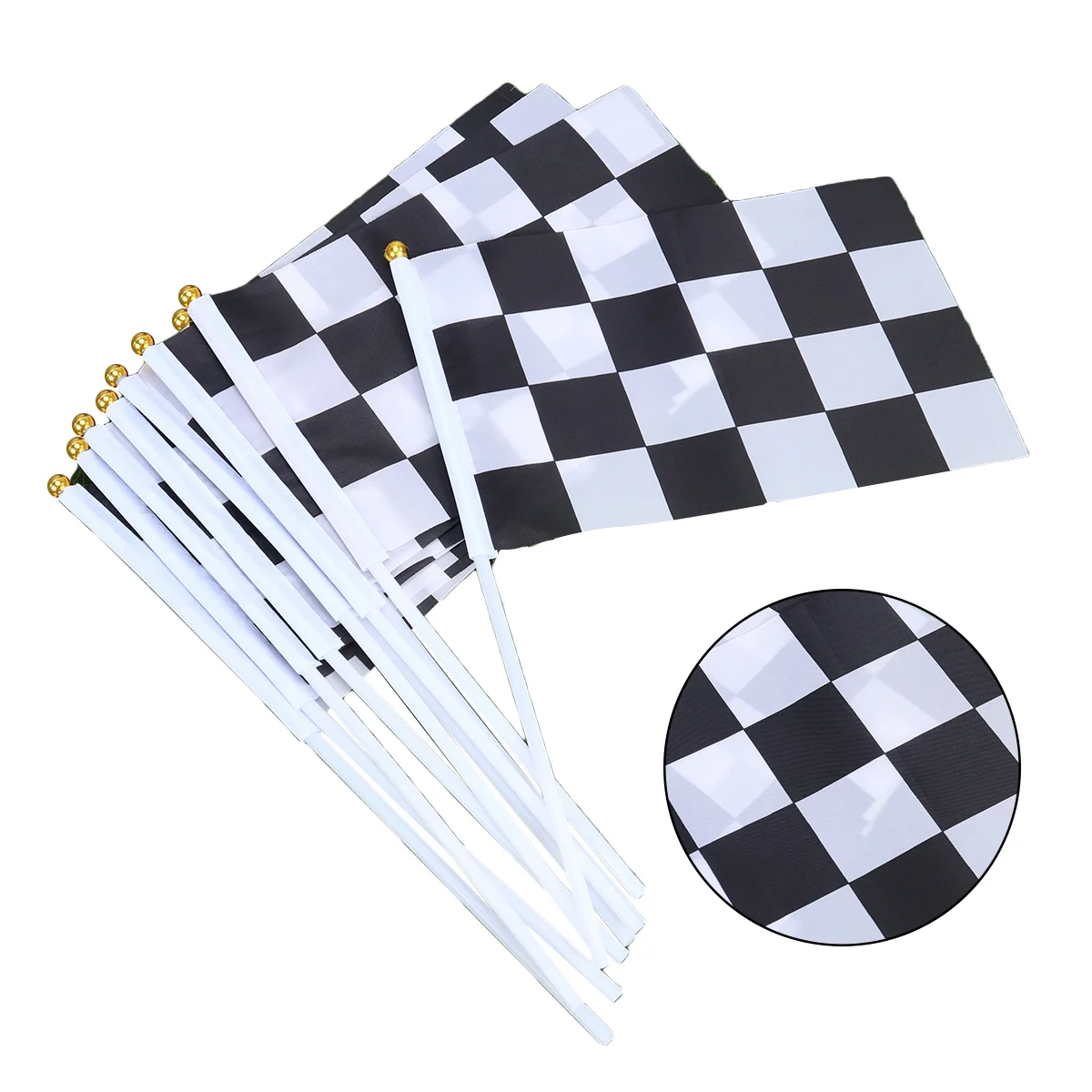 

Flag Checkered Flags Racing Race White Black Party Hand Mini Supplies Stick Handheld Banner Referee Toppers Toothpicks Cupcake