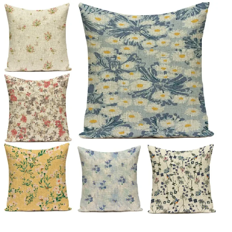 

Artistic Leaves Cushion Cover 18x18 Inches Upholstery Flower Decorative Pillows Floral Nordic Pillowcase Home Decor Simple E2164